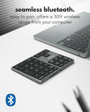 Bluetooth Number Pad For Laptop - Slim Aluminum Design - Rechargeable Wireless Numeric Keypad - 35 Key Numpad Keyboard For Data Entry - For Mac, Macbook Pro/Air, Ipad, Iphone, Ios, Pc, Android