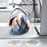 Vertical Wireless (Bluetooth 5.0+2.4G) Ergonomic Mouse With 5 Buttons, 1000/1600/2000/4000 Dpi, Prevention Of Mouse Arm, Vertical Mouse Compatible With Pc/Laptop/Tablet, Black