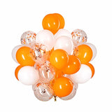 50pcs Orange & White Balloons – 12" Latex and Confetti Balloons for Party Decorations