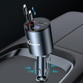 Retractable Car Charger,68W Super Fast Usb Car Phone Charger,Dual Typec Retractable Cables (31.5 Inch) And 2 Usb Ports Car Charger Adapter For Samsung Galaxy S23+/S23/ S22 Iphone 15/14,Ipad