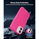 Case For Iphone 16 Plus 5G 6.7-Inch, Heavy Duty Rugged & Dual-Layer Shockproof Dropproof Protection With Port Anti Dust Scratch Back Cover Matte Armor Phone Case For Apple Iphone 16 Plus, Pink