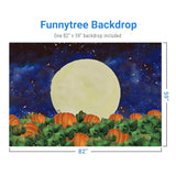 7x5FT Halloween Pumpkin Field Backdrop Starry Sky Moon Kids Party Photo Booth