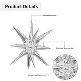 6 Pcs Silver Star Foil Balloons, 14-Pointed 4D Starburst Mylar Balloons for Parties