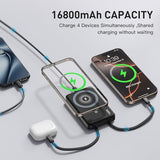 2026 Magnetic Wireless Power Bank, 16800mAh Portable Charger with 2 Built in Cables, LED Display Magnetic Battery Pack Travel Essentials for iPhone