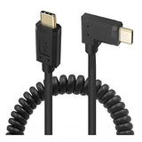 Coiled Usb 3.1 Type C Cable, Usb C Male To 90 Degree Left & Right Angle Usb C