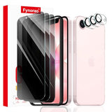 3+3+1-Pack, Privacy Screen Protector and Camera Lens Protector for iPhone 16e/17e with Installation Alignment Aid, Anti-Spy Tempered Glass Film, Dark