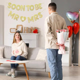 Soon To Be Mr & Mrs Banner For Bridal Shower Decorations Pre-Strung Gold Glitter Mr And Mrs Sign Garland For Wedding Engagement Bachelorette Party Decorations