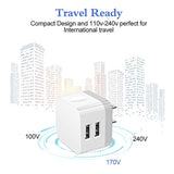 Dual USB Wall Charger 2-Pack 2.4A Fast Charging for iPhone and Samsung
