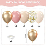 Blush Pink & Gold 12" Balloon Set Retro Pink, Champagne & Confetti