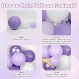 Purple Balloon Arch Kit With Pastel Metallic Purple Confetti Silver White Balloons For Wedding Bridal Baby Shower Birthday Party Decorations