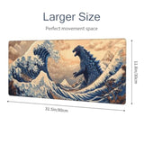 Japanese Sea Wave Large Mouse Pad Gaming Mouse Pad Xxl Art Large Mouse Pad Keyboard Mat Desk Mat Non-Slip Rubber Base