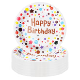 120 Pcs Happy Birthday Party Paper Plates 7 Inch Disposable Cake Dessert Plates Polka Dots For Birthday Party Decorations Favors Supplies