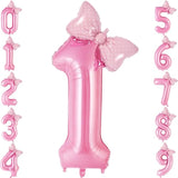 Bow Pink Number 1 Balloon 40 Inch Foil Mylar 1st Birthday Party Decorations Supplies