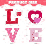 4 Pcs Valentines Day Wooden Love Table Sign Decorations,Red Pink Love Letter Valentines Day Decorations For Tiered Tray Home Decor, Valentine Gifts For Married Anniversary Wedding Party Supplies