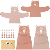 36 Sets Bear Thank You Note Cards Bear Hug Funny Greeting Cards With Envelope Stickers For Woodland Animal Birthday Party Supplies(Classic Style)