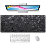 Gaming Mouse Pad, Large Mouse Pads For Desk, Non-Slip Rubber Base Mousepad, Keyboard Mouse Mat, Desk Pad With Stitched Edges, 31.5X11.8Inch, Black Grey Triangular Abstract