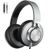 AILIHEN Wired Headphones with Microphone Volume Control, Noise Reduction Over Ear Headphones Wired 3.5mm, Super Soft Corded Headphone for Cellphones, Tablet and Chromebook (Grey)