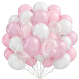 Pink Balloons Light Pink Balloons, Pink And White Clear Balloon 50Pcs 12 Inch Pink Latex Balloon For Girl Birthday Baby Shower Wedding Valentine'S Day Anniversary Party Decorations