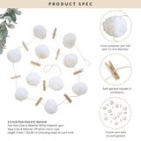 Pom Pom Garland Hanging Wool Felt Ball | Decoration For Christmas Tree, Birthday Banner, Cute Winter Wonderland Snow Ball Ornaments - White (2.5 Inch)