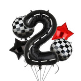 Two Fast Birthday Balloons: 40" Racetrack Number 2, Race Car Theme (5pcs)