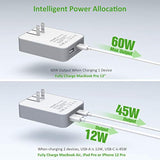 Usb C Charger, 60W Slim Fast Wall Charger Foldable For Travel, Thin Flat Dual Port With Pd 3.0 & Gan Tech For Laptops, Macbook, Ipad Pro, Iphone 14/14 Pro / 14 Pro Max, Pixel, Galaxy