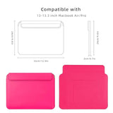 Laptop Sleeve Compatible With 13-13.3 Inch Macbook Air/Pro, Protective Notebook Carrying Case, Pu Leather Laptop Case With Stand For Dell Asus Lenovo Macbook, Rose