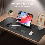 Leather Desk Pad Protector,Mouse Pad,Office Desk Mat, Nonslip Pu Leather Desk Blotter,Laptop Desk Pad,Waterproof Desk Writing Pad For Office And Home (Black,31.5" X 15.7")
