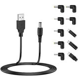 Usb To Dc 5V Power Cord, Universal Dc 5.5X2.1Mm Plug Jack Charging Cable With 10 Connector Tips(5.5X2.5, 4.8X1.7, 4.0X1.7, 4.0X1.35, 3.5X1.35, 3.0X1.1, 2.5X0.7, Micro Usb, Type-C, Mini Usb)5Ft