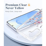 Samsung Galaxy S25 Plus Case with Screen & Camera Protector, Clear Floral Shockproof