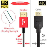 Short 8K Hdmi 2.1 Cable 3Ft/1M,Ultra High Speed 48Gbps, Ultra Thin Hdmi F2.5Mm