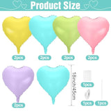 10pcs Pastel Rainbow Heart Foil Balloons, 18" for Valentines, Engagement & Party Decor