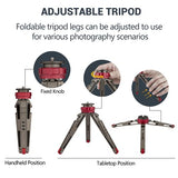 Mini Tabletop Tripod Stabilizer Grip, Lightweight Portable Aluminum Alloy Stand with 1/4 Screw Mount and Function Leg Design for Ipad DSLR Cameras