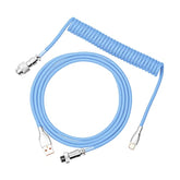 Mix 1.8M Coiled Type-C To Usb A Tpu Mechanical Keyboard Space Cable With Detachable Aviator Connector For Gaming Keyboard And Cellphone(Peacock Blue)