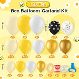 140 Pcs Bee Balloons Garland Kit,Yellow Black White Balloons With Bee Stickers Gold Confetti Daisy Foil Balloons For Honey Bee Birthday Baby Shower Spring Theme Party Decoration