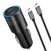 60W Fast Usb C Car Charger, Dual 30W Pd 3.0 Charging Ports Cigarette Lighter Adapter For Iphone 16/15 Pro Max/Plus, Ipad, Google Pixel 9, Samsung Galaxy S25/S24, Android Phone With 3.3Ft Type C Cable