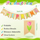 Hello Spring Banner, Pre-Assembled Tulip Burlap Spring Decorations Banner For Home Inside Room Mantle Wall And More