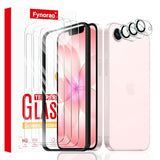 3+3+1-Pack, Screen Protector and Camera Lens Protector for iPhone 16e/17e with Installation Alignment Aid, Tempered Glass Film, Impact-Protection,