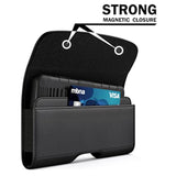 Holster For Iphone 16 & Pro 16E 15 15Pro 14 14Pro 13 13Pro 12 12Pro, Samsung Galaxy S25 S24 S23 S22, Cell Phone Belt Holder Case With Clip, Id Card Pouch Protective Cover For Men, Black Medium