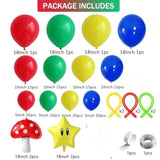 156Pcs Red Blue Green Yellow Balloon Garland Kit Mushroom Star Balloons For Cartoon Video Game Theme Super Bros Birthday Game Birthday Party Supplies