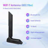 Wifi 7 6E Antenna For Desktop Pc Wireless Network Antennas Tri-Band 6Ghz 5Ghz 2.4Ghz With New Interface Extension Cable Wi-Fi 7 High Gain Magnetic Base Antenna For Msi Pro Mag Gaming Motherboard Black