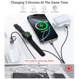 For Travel Vacation Essentials,3 In 2 Usb C Cable For Apple Watch Charger/Iphone 16 Charger/Lightning,Multi Charging Cable Cord,Camping Essentials,Designed For Iwatch &Iphone 16-12-5Ft Black