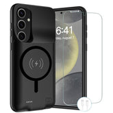 Wireless Charging Case For Galaxy S24, Upgraded 10000Mah Rechargeable Portable Charging Case Compatible With Galaxy S24 5G (6.2 Inch) With Carplay Extended Battery Pack Charger Power Case (Black)
