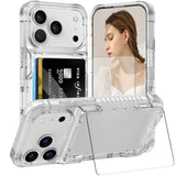 For Iphone 17 Pro Max 6.9 Case Wallet With Kickstand, 4 Cards Holder Clear Case For Women Men, Yellowing Resistant Transparent Tpu Back Cover, Flip Wallet Id Slot Cover With Stand For 17 Promax