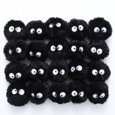 Halloween Pom Poms with Googly Eyes: 2 Inch Black Fluffy Balls, DIY Craft Supplies