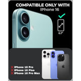 Cx Slim For Iphone 16 Case Wallet | Protective Shockproof Heavy Duty Cover With Hidden Card Holder & Card Slot | Mirror & Wrist Strap Included - Black