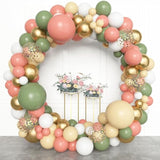 153Pcs Retro Green Pink Balloon Garland Arch Kit, Different Sizes 18 12 10 5 Inch White Dusty Pink Latex Metallic Confetti Balloons For Jungle Safari Birthday Party Baby Shower Decorations