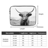 Scottish Highland Cow Black And White 17 Inch Portable Laptop Sleeve Compatible With Macbook Air Notebook Computer Case For Men Women College School Students