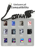 Car Carplay Cable 2Pack 3ft Coiled USB A to USB C Fast Charge Cord for iPhone 17/16/15/Plus/Pro Max/MacBook Pro, Auto Coiled Retractable iPhone Car