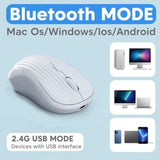 Wireless Mouse, 2 In-1 Bluetooth Mouse For Laptop (Bt5.0/3.0+2.4Ghz), Rechargeable Silent 4-Button Bluetooth Mice, Small Portable Cordless Mice For Pc, Chromebook, Mac