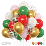 60pcs Christmas Balloons Red Green Pink Snowflake Confetti 12 Inch Party Supplies